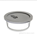 clear Round Heatproof Glass Container with Grey lid